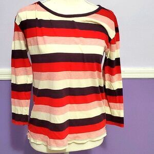 GAP Designed & Curated Retro 90s Chucky Striped 3/4 Sleeves Knit Top S